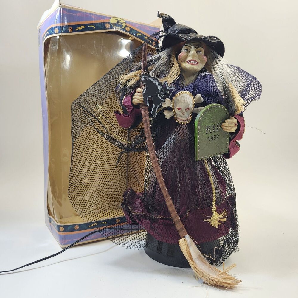 Fiber Optic Halloween Witch Figure Pal International Broom Light Up Decoration